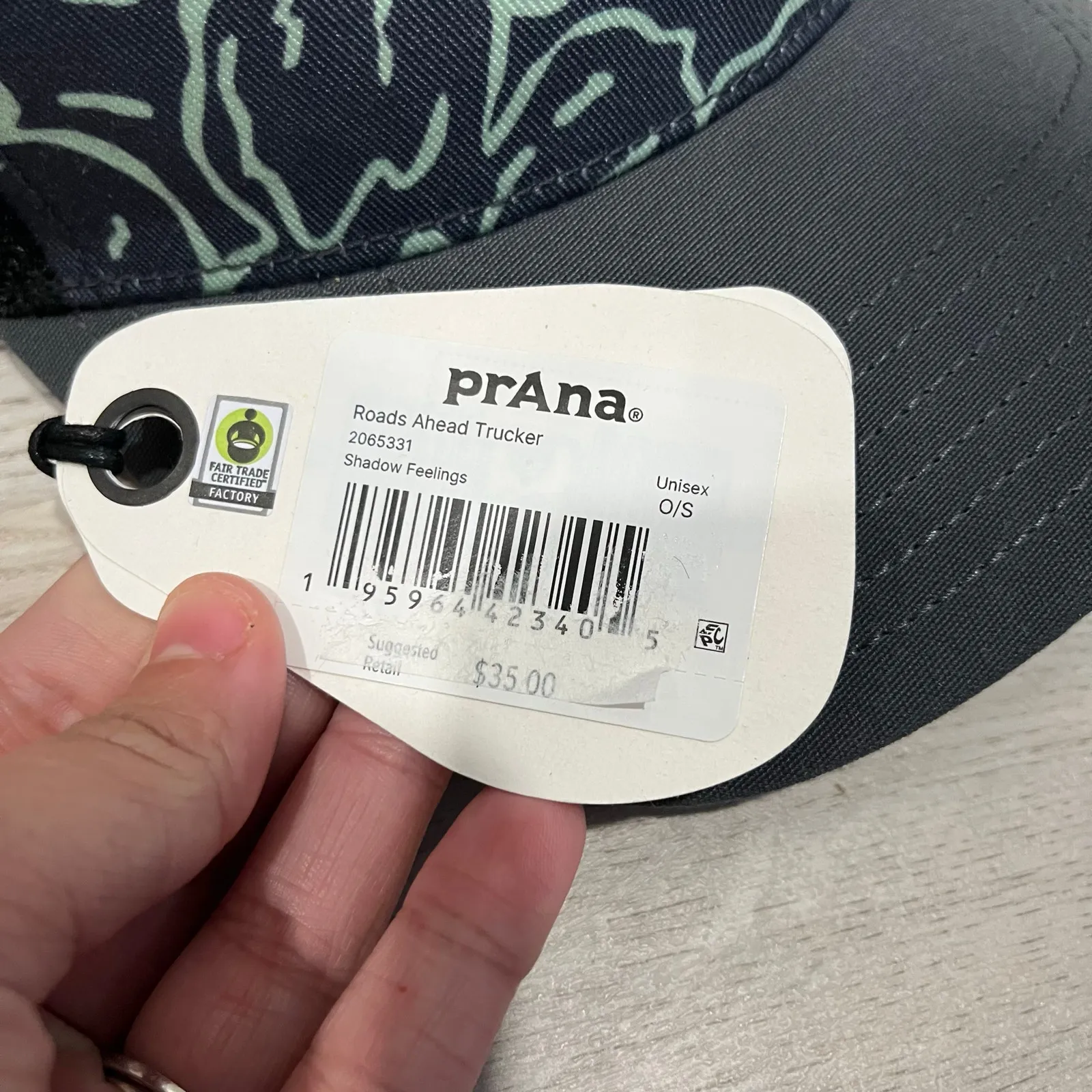 New Prana Roads Ahead Trucker Hat Shadow Feelings O/S Hiking Outdoor - Image 3