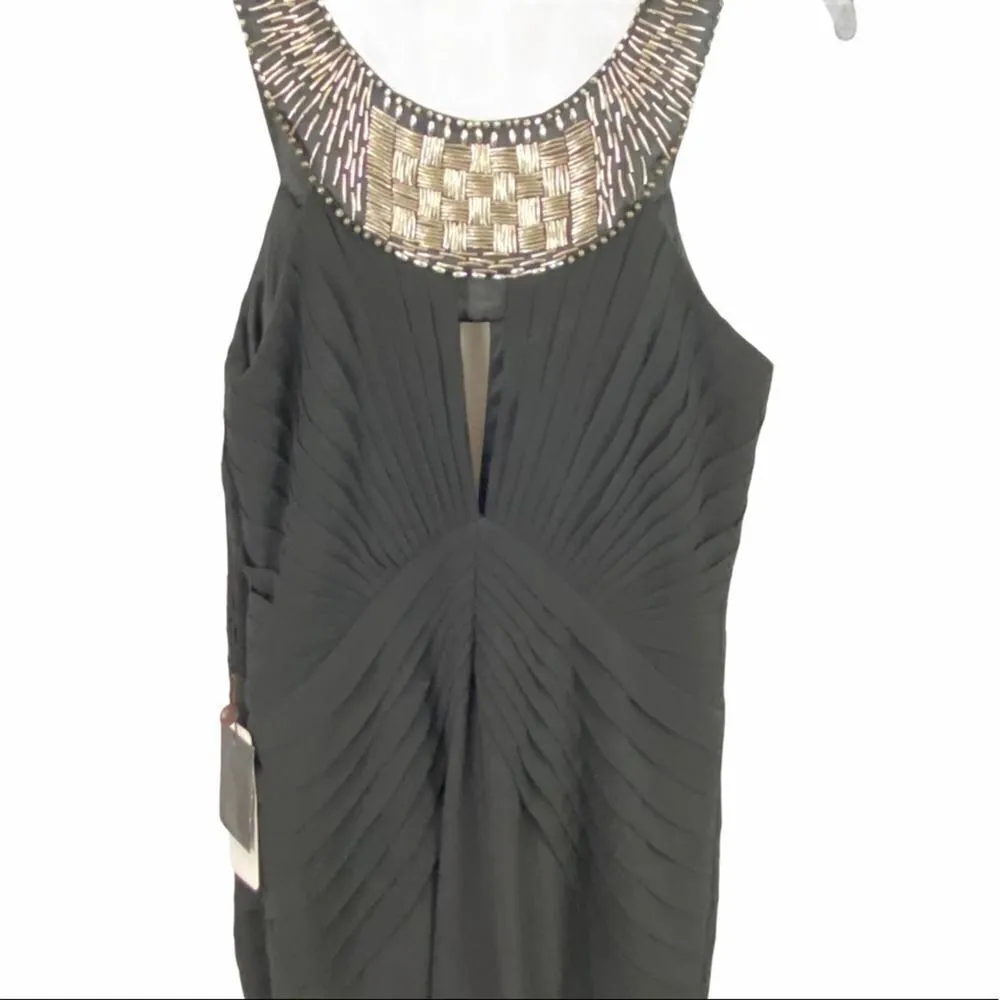 Sue Wong Black Beaded Sleeveless Cocktail Dress Size 6 - Image 3