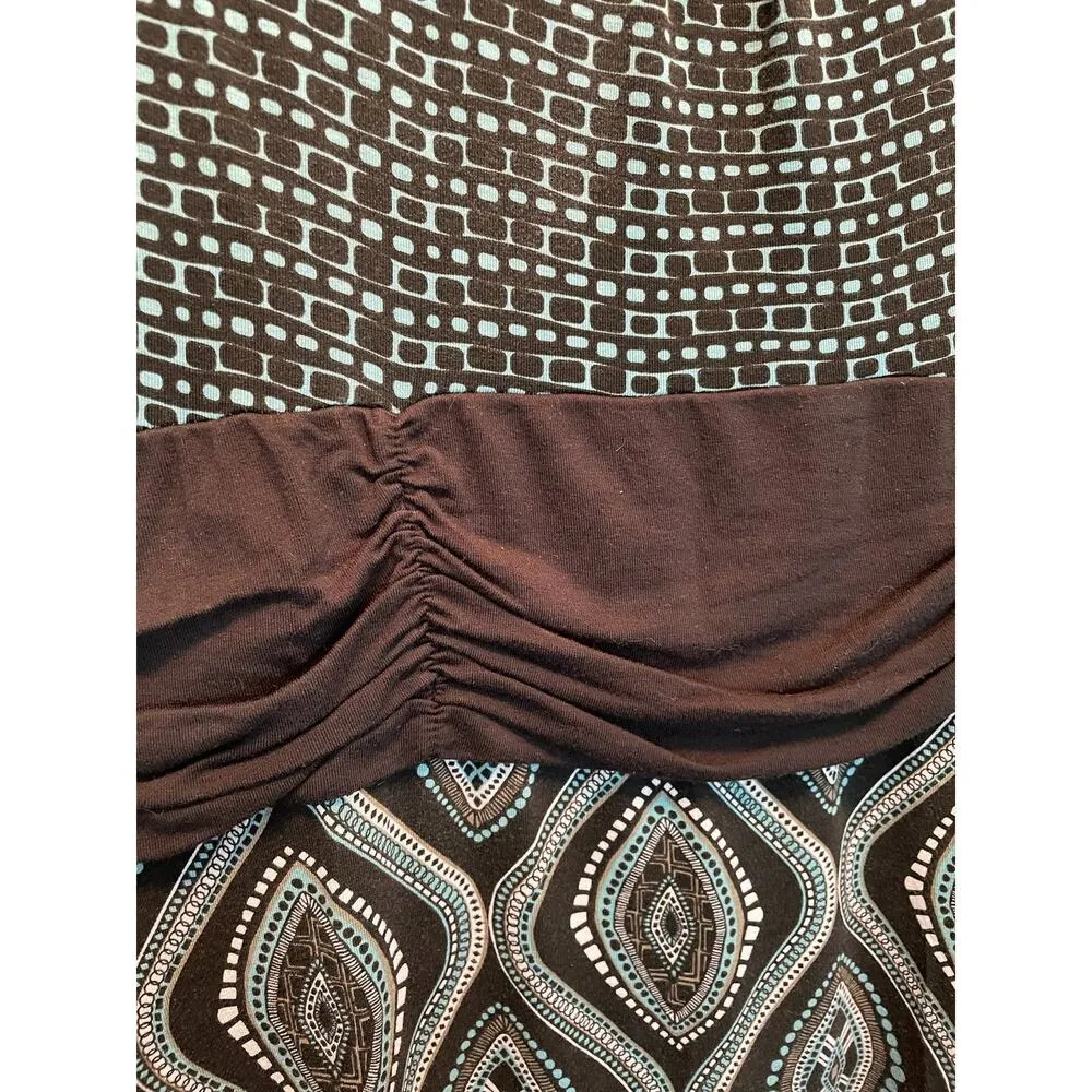 Athleta Green Geometric Pattern Fit n Flare Dress Size Medium - Image 7