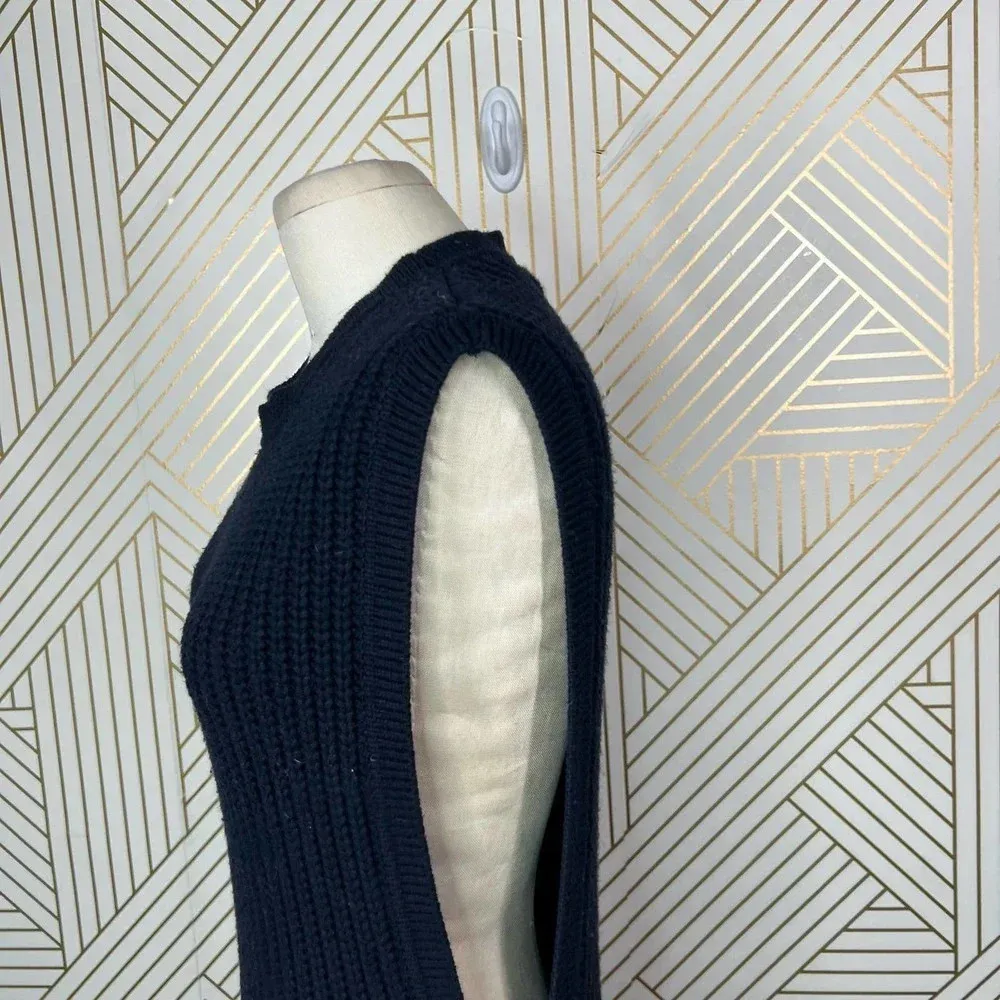 AllSaints Mouleon Sweater Tunic Vest Dress‎ Sleeveless Knit Navy Blue Size Small - Image 6