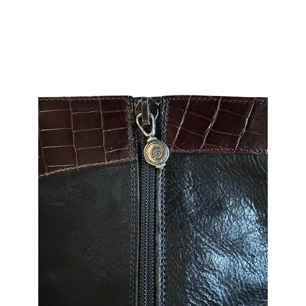 Brighton Gabby Leather Croc Choco Black and Brown Mid Calf Boots Size 6 M - Image 5