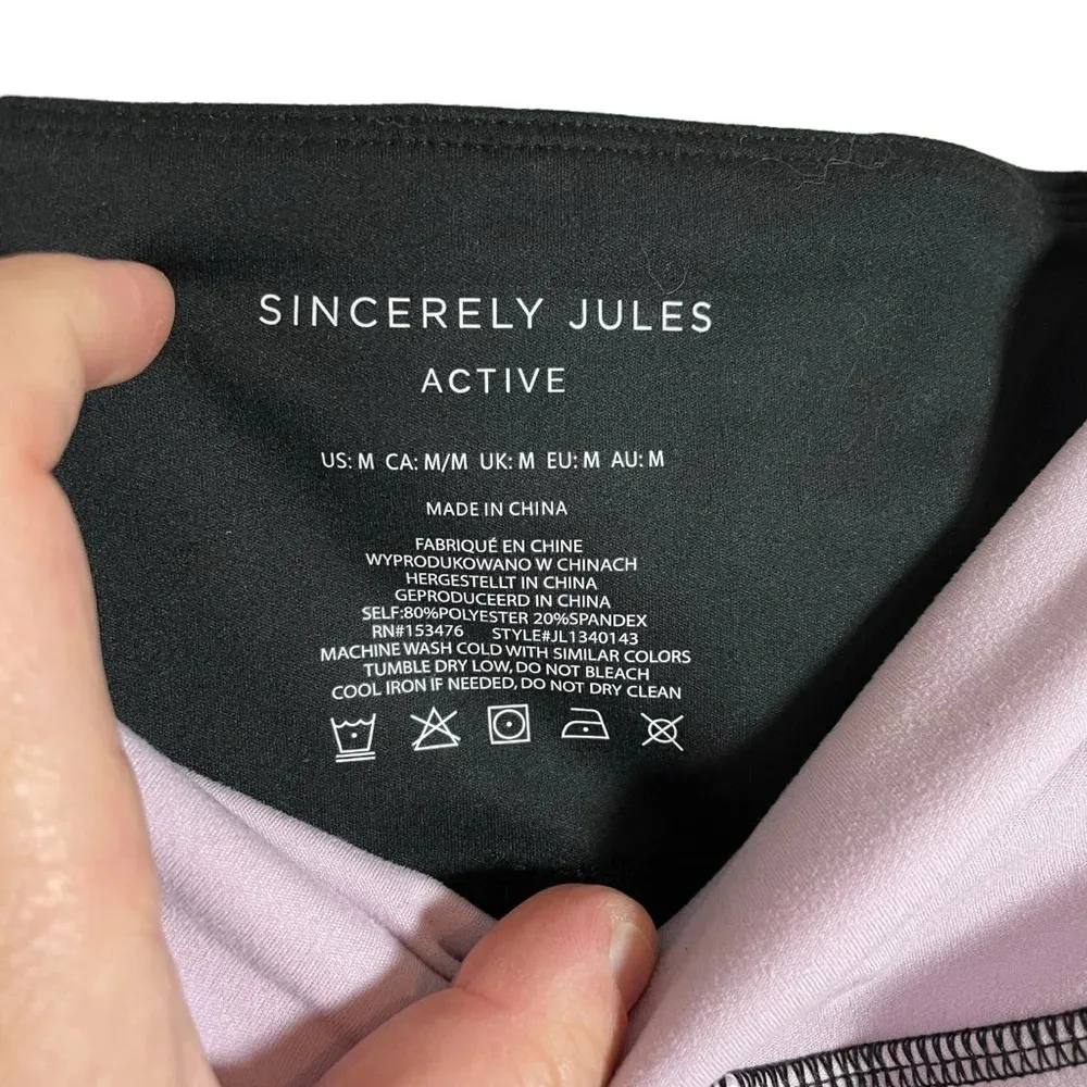 NWT Sincerely Jules High Rise Colorblock Leggings in Lavender/Black/White Size M - Image 7