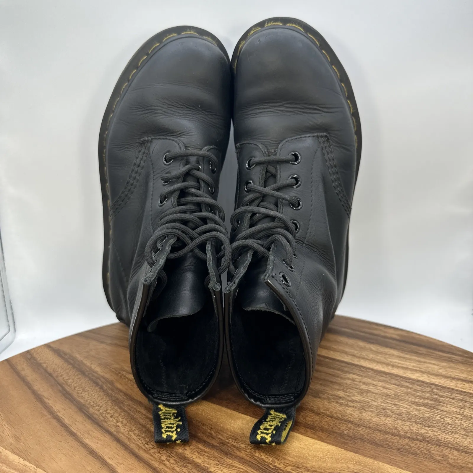 Dr. Martens 1460 Smooth Leather Lace Up Boots Black Combat Goth Moto Women's 5 - Image 7