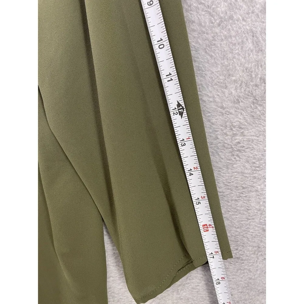 Express Women's Blouse Solid Olive Green Size Small 1/2 Zip 3/4 sleeve - Image 5