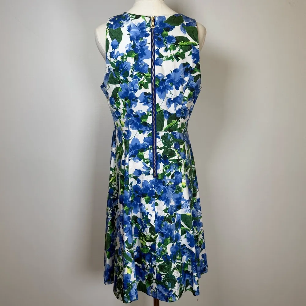 MILLY Capri Floral Sleeveless Dress Cotton Fit And Flare Women’s Size 10 - Image 5