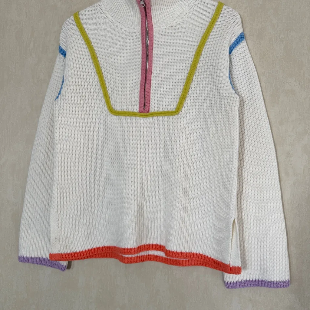 English Factory Contrast Piping Quarter Zip Knit Sweaters V-Neck Oversize XS - Image 5