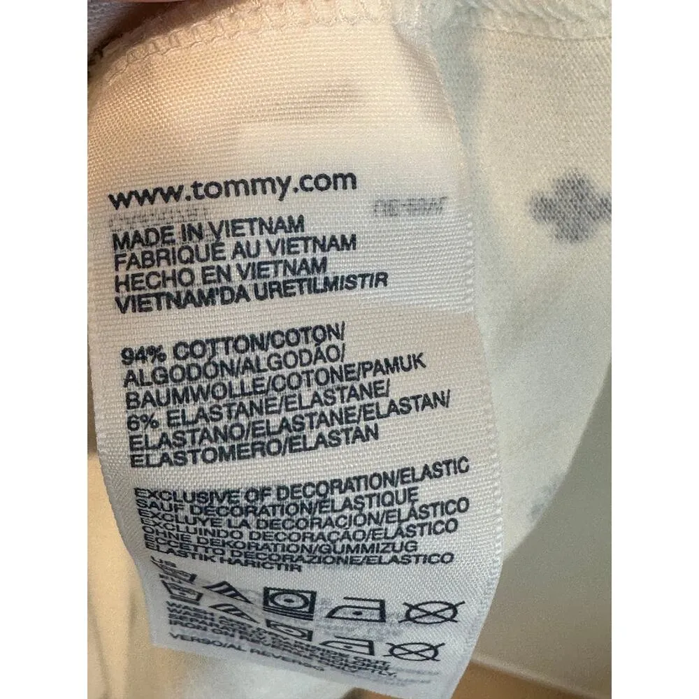 Tommy Hilfiger Womens Polo Dress Size Medium Geometric Print White Blue Preppy - Image 5