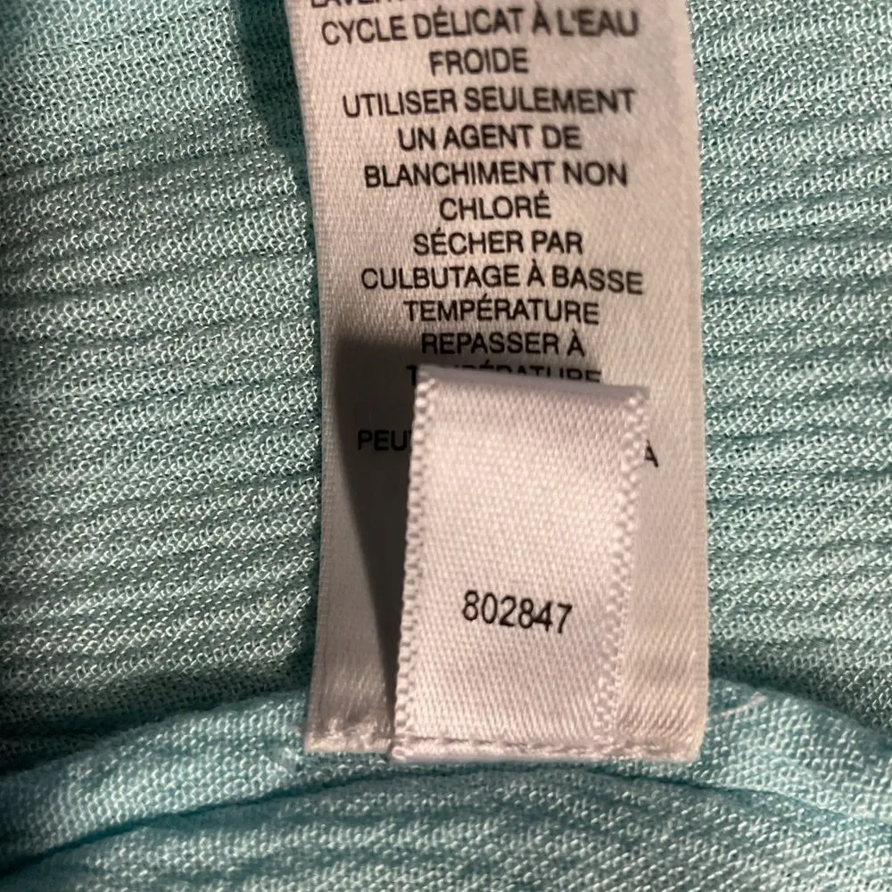 Chico's Women's Embroidered Tunic Blouse Size L Teal Blue Tie‎ Neck Long Sleeve - Image 13