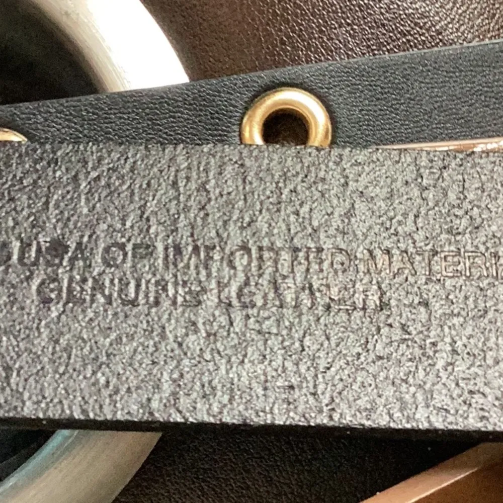 Black leather silver buckle belt NWOT - Image 4