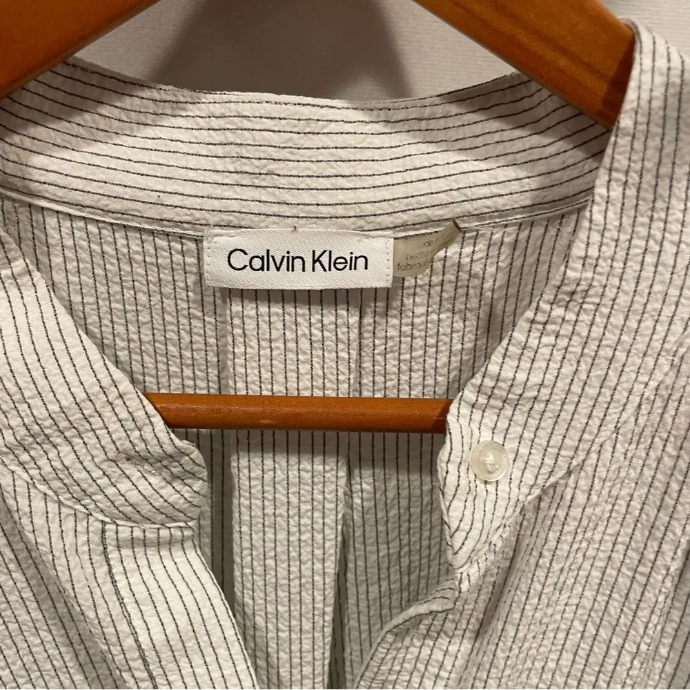 Breezy Calvin Klein ruffle gauzy mini ruffle dress adjustable tie waist poet top - Image 13