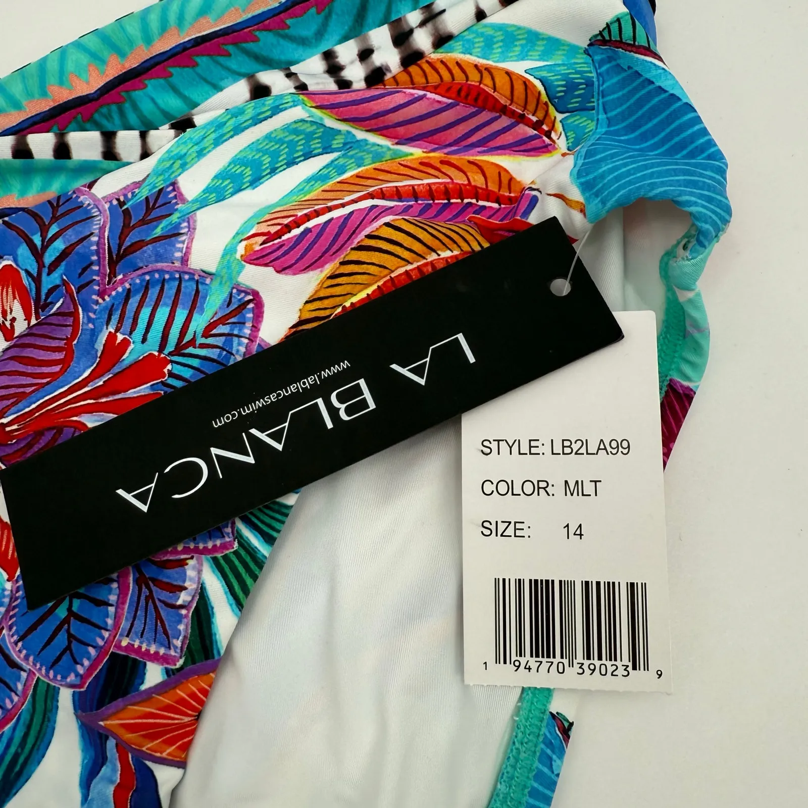 LA BLANCA Bikini Swim Bottoms SZ 14 NWT Tropics of Tropez Cross Over High Waist - Image 5
