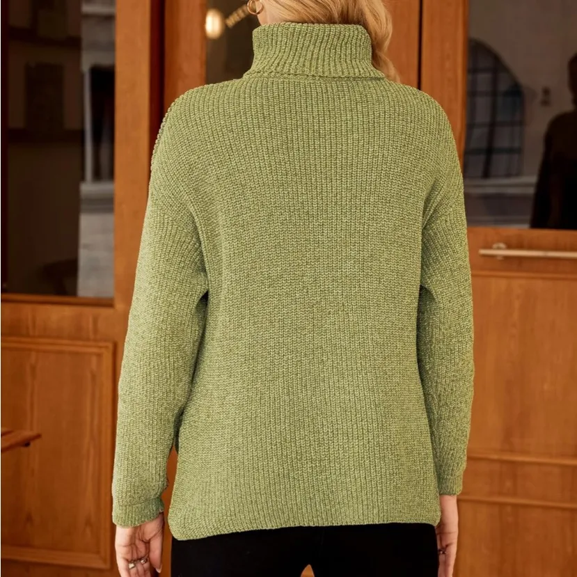 S·DEER Women's Turtleneck Long Sleeve Sweater Knit Pullover Cropped Casual Loose - Image 5