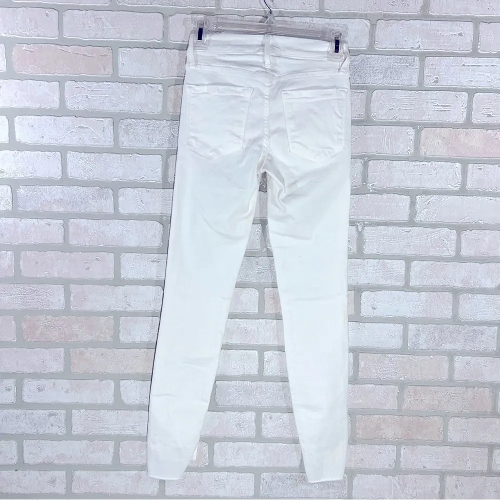 Frame Denim Le Skinny de Jeanne Raw Stagger Hem Jeans in Blanc Size 24 - Image 7