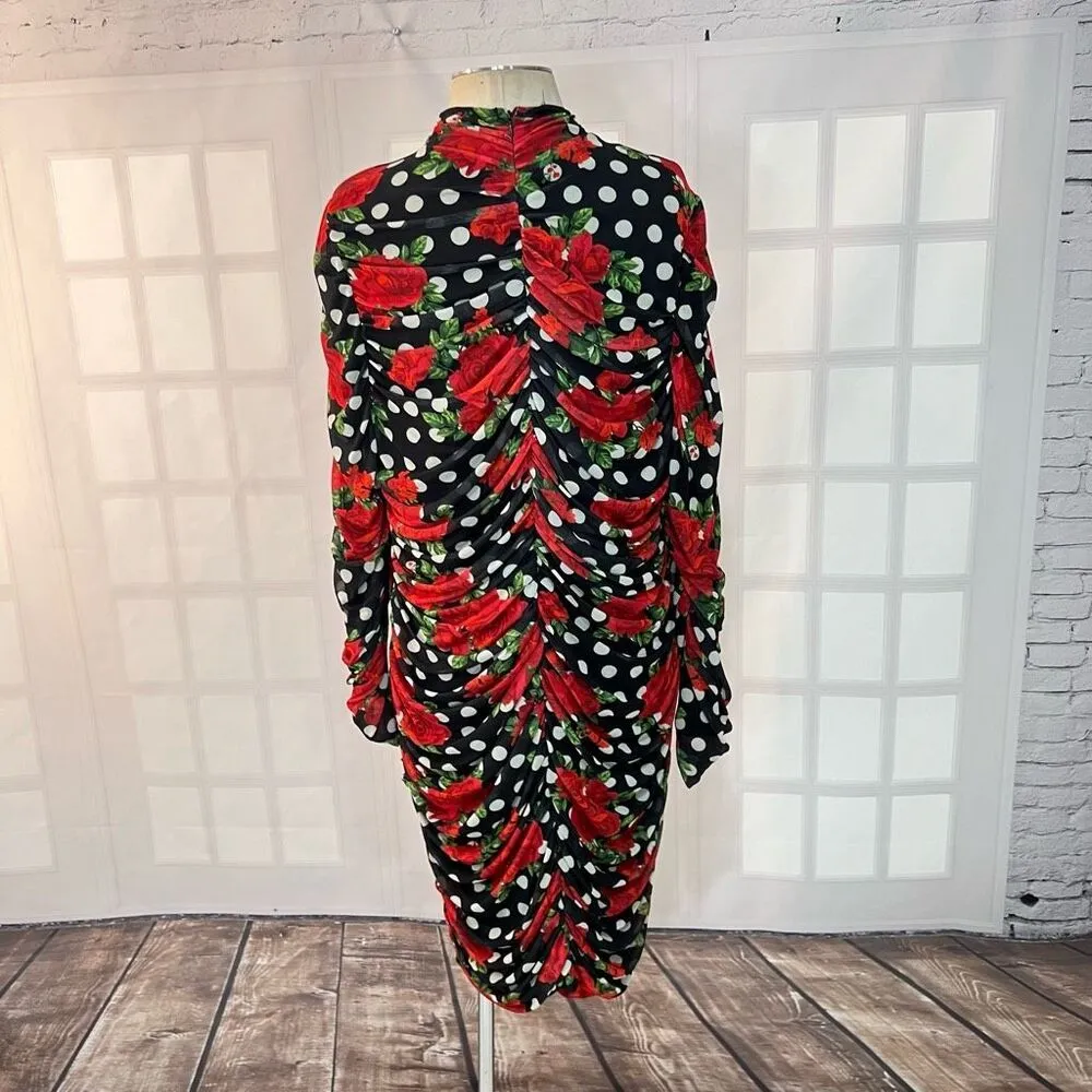 Ashley Stewart NWT Floral Dot Ruched long sleeve Mesh Bodycon size 22/24 - Image 7