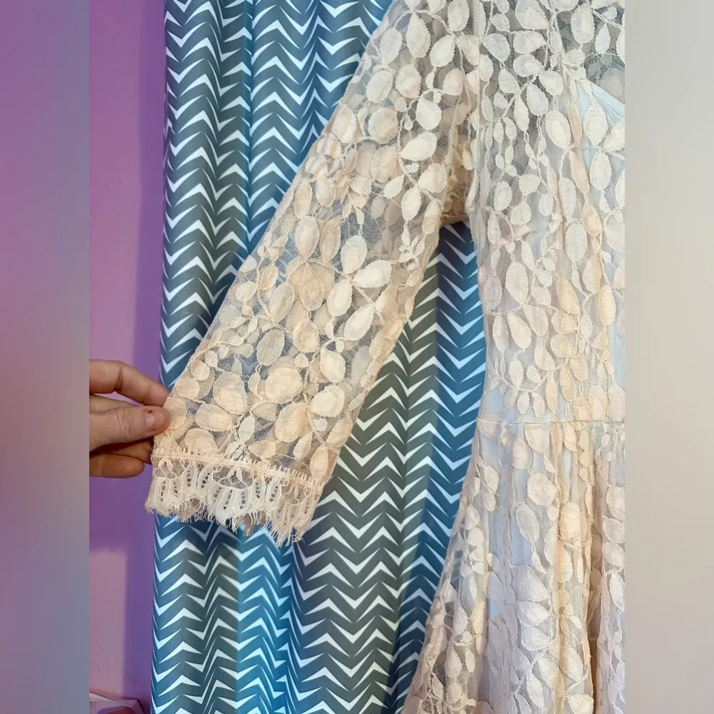 Free People | Cream Floral Mesh Lace Dress, size 12 - Image 4