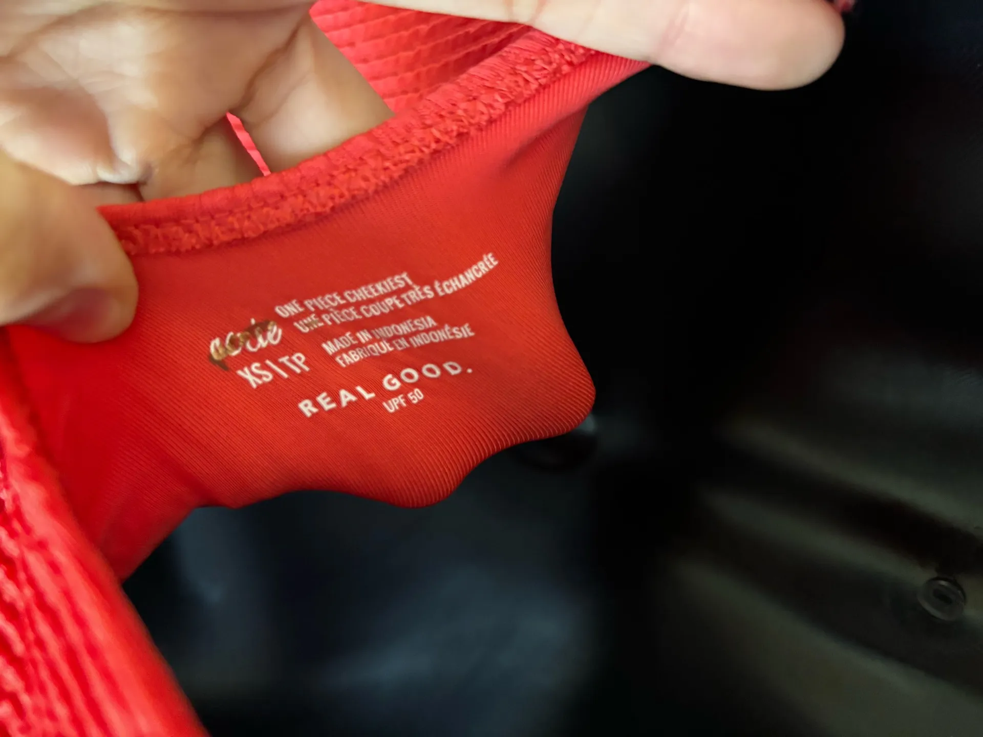 Aerie Crinkle Birthday Scoop Cheekiest One Piece Swimsuit XS Red Shimmer NWT - Image 5