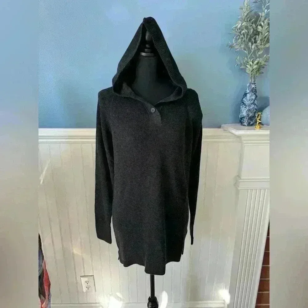 NWT PrAna Milani Tunic Sweater Hoodie Top Dress ~ Black ~ XS - Image 2