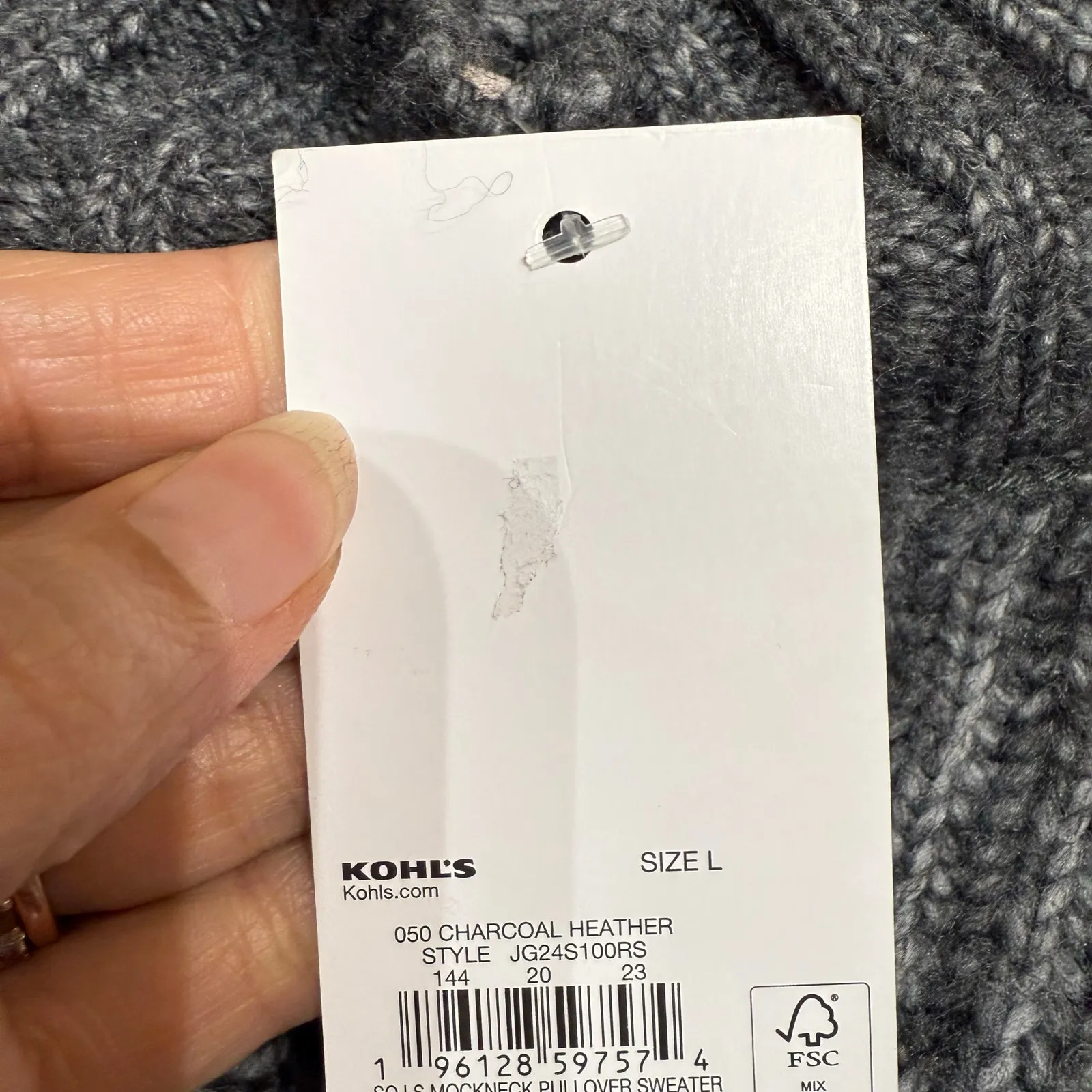 So Charcoal Heather Mock Neck Pullover Sweater Sz L NWT - Image 8