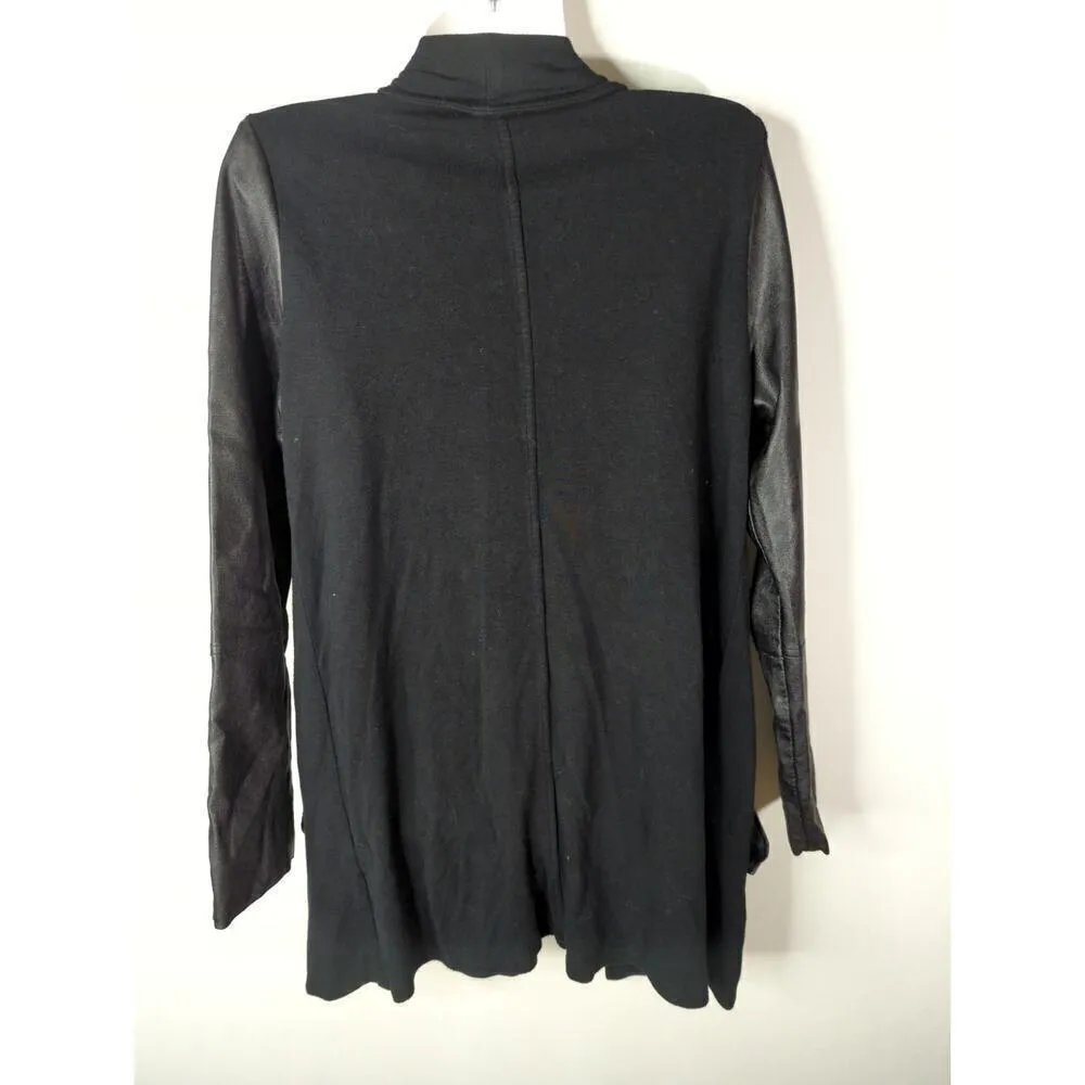 Fifteen Twenty Faux Leather Contrast Jacket in Black Draped Moto Outdoor LARGE - Image 7