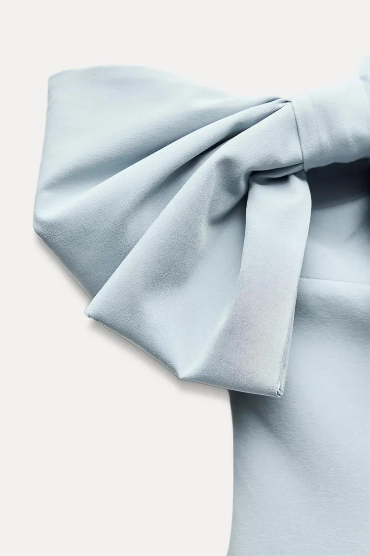 dress mini bow baby blue fitted bodycon party wedding - Image 17