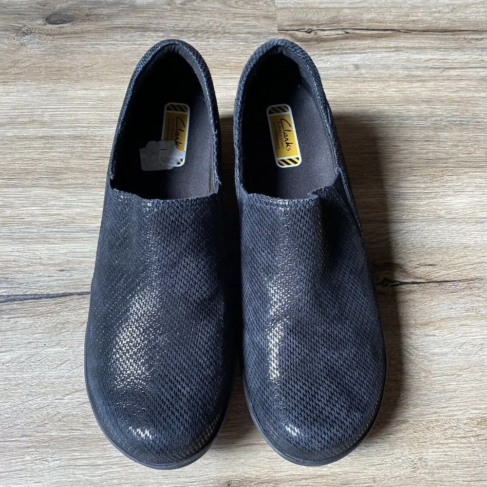 Clarks Women's Wedge Slip On Clogs Shoes Slip Resistant Black Size 10 - Image 4