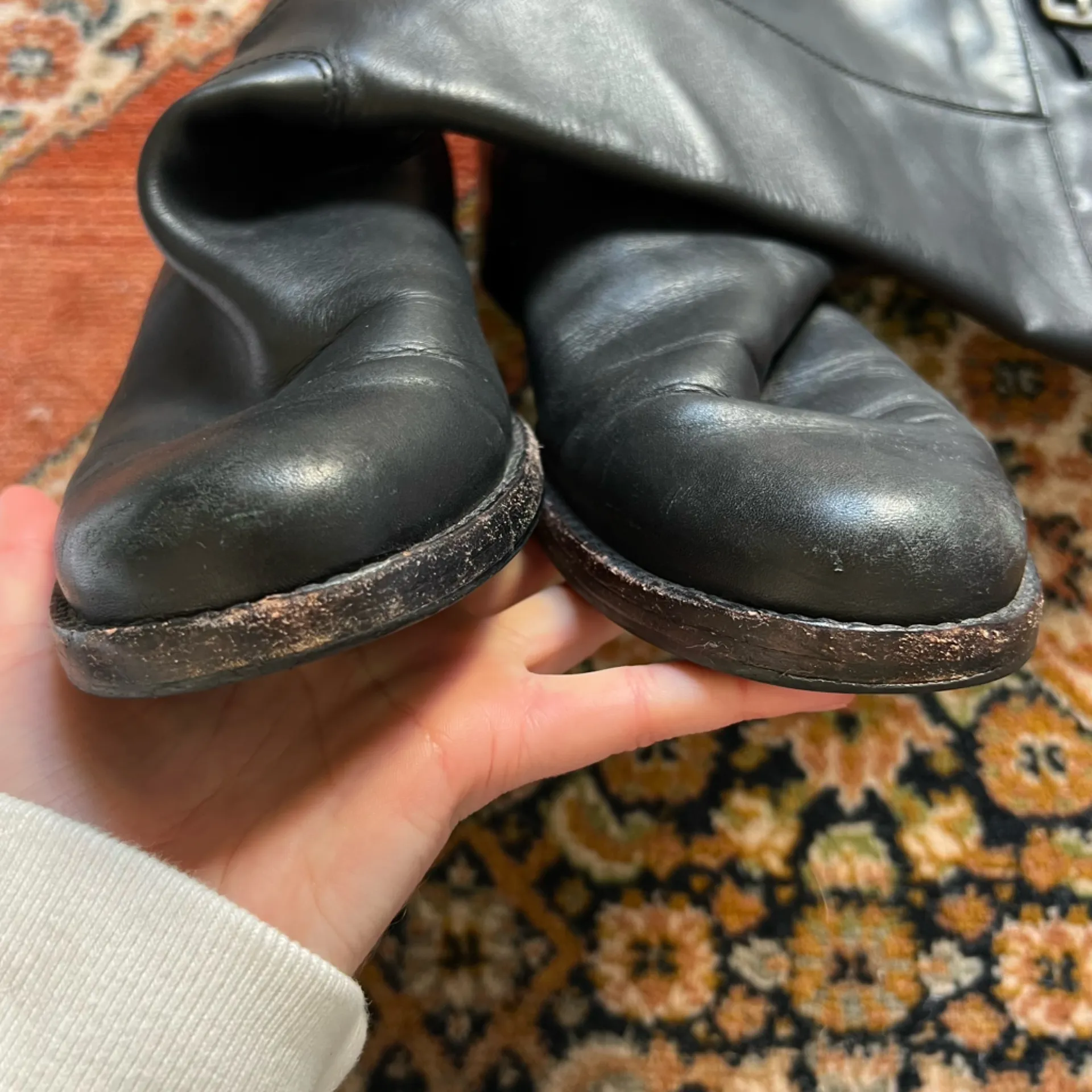 Coach Women's Joele Black Leather Tall Knee-High Buckle Riding Boots - Image 11