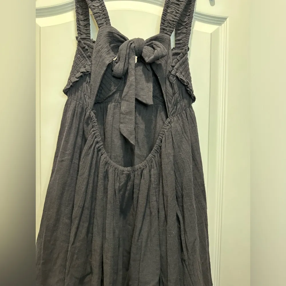 Free People Blissful Breeze Mini Dress Sundress Cotton Linen Black Medium NWT - Image 7