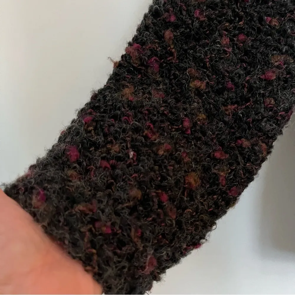 Chico's Design Gray/Black Fuzzy Wool Blend Button Up Sweater Jacket Sz 2 (L) - Image 5