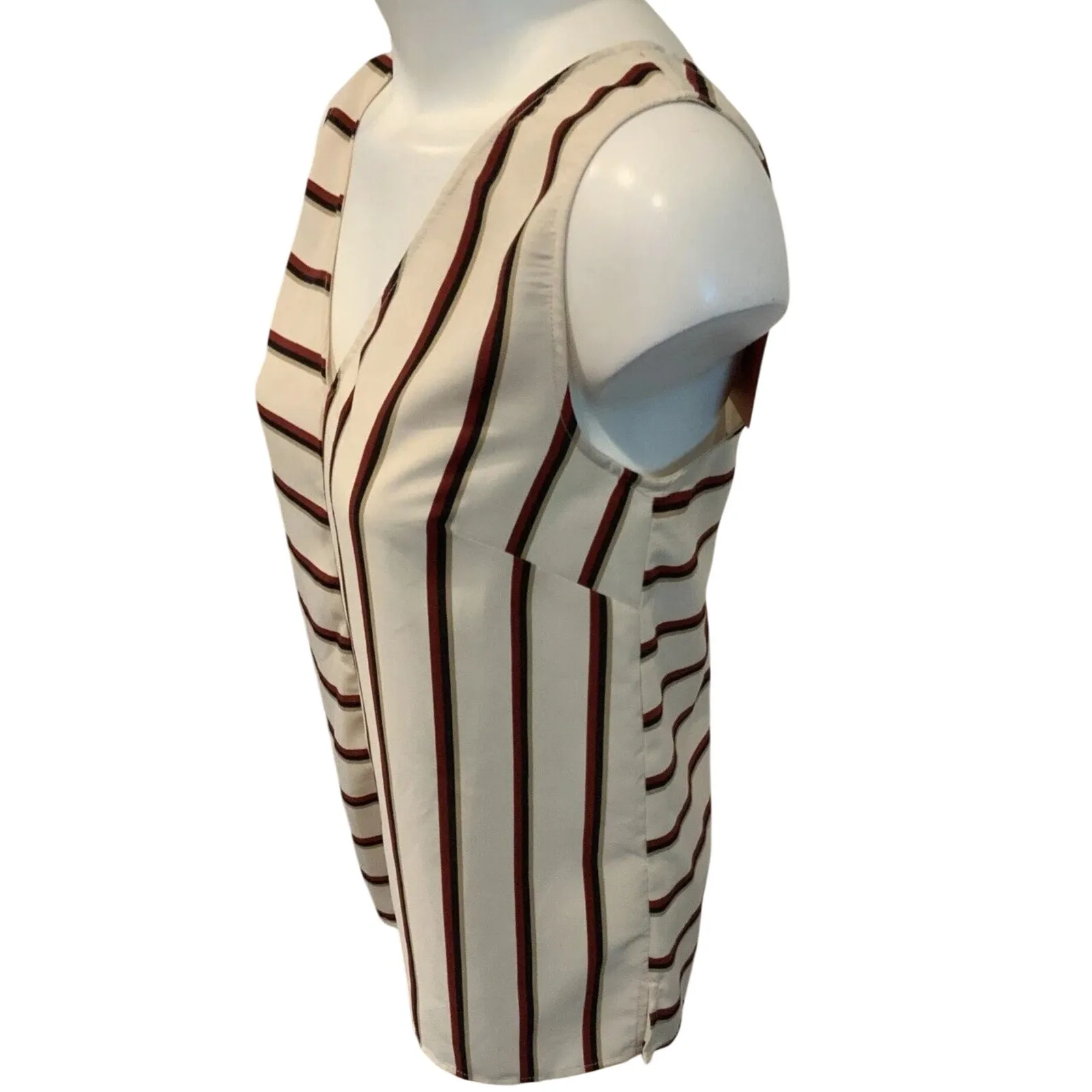 Sunday in Brooklyn Striped Sleeveless‎ Blouse Top XS Evereve NWT Ivory Red Black - Image 7