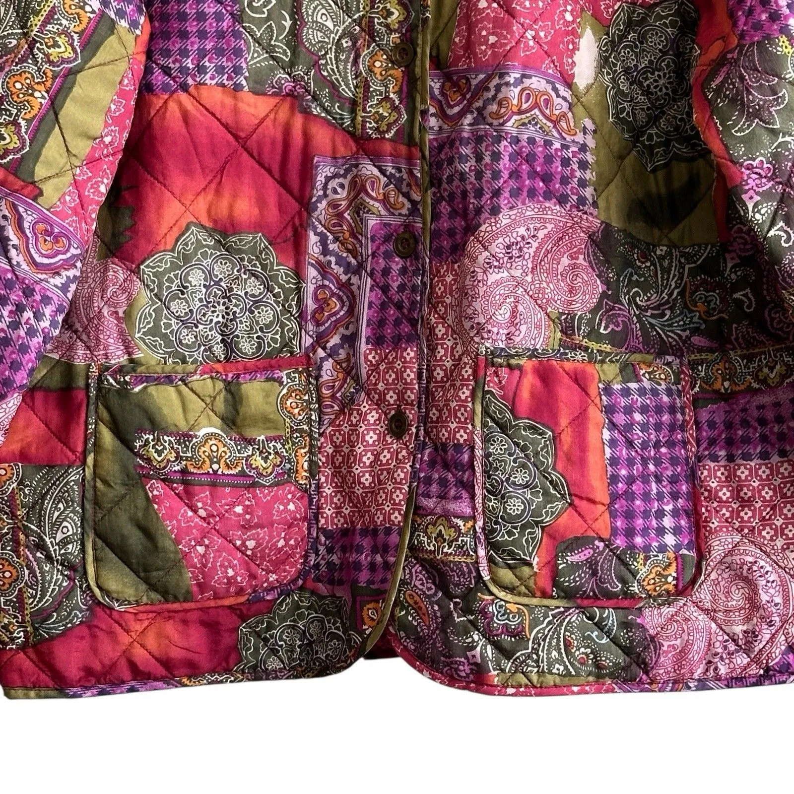 Anna And Frank VTG Silk Patchwork Quilt Jacket Coat Cottage Grandma Core M Size M - Image 5
