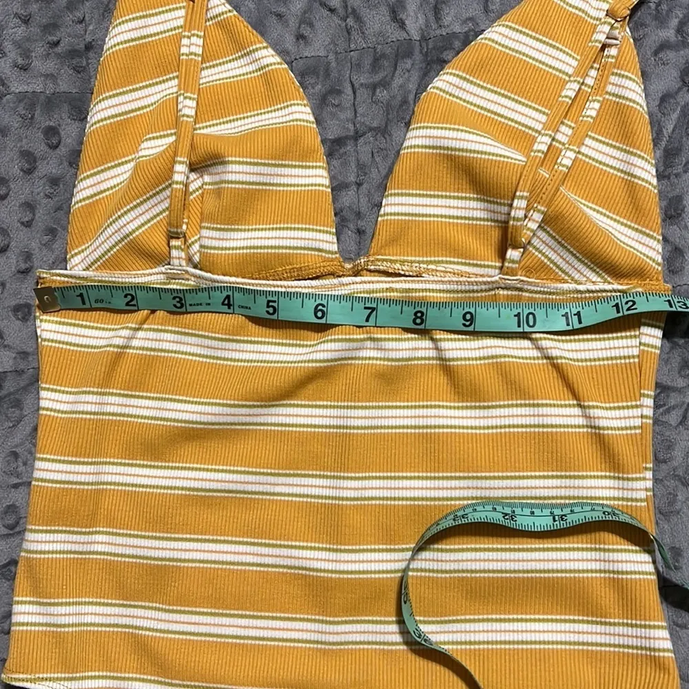 Blue Blush honey stripe knit bodysuit size medium adjustable strap deep v neck - Image 5