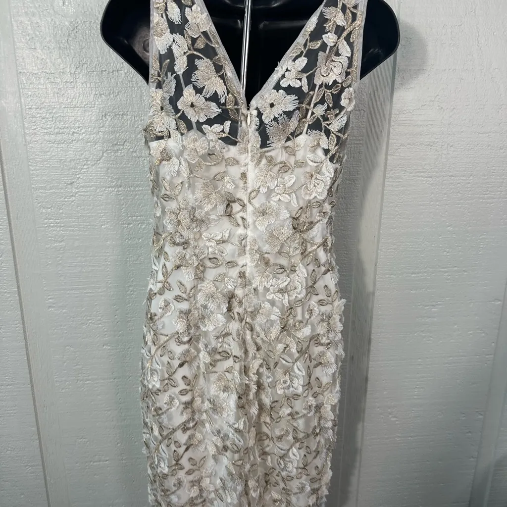 Adrienna Papell Off White Lace Overlay Sleeveless Dress Size 4 NWOT - Image 7