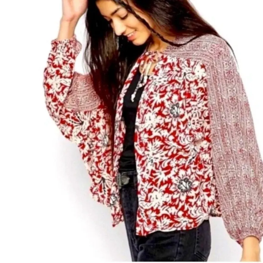 Free People‎ Maroon and Cream Pattern Cardigan XS - Image 11
