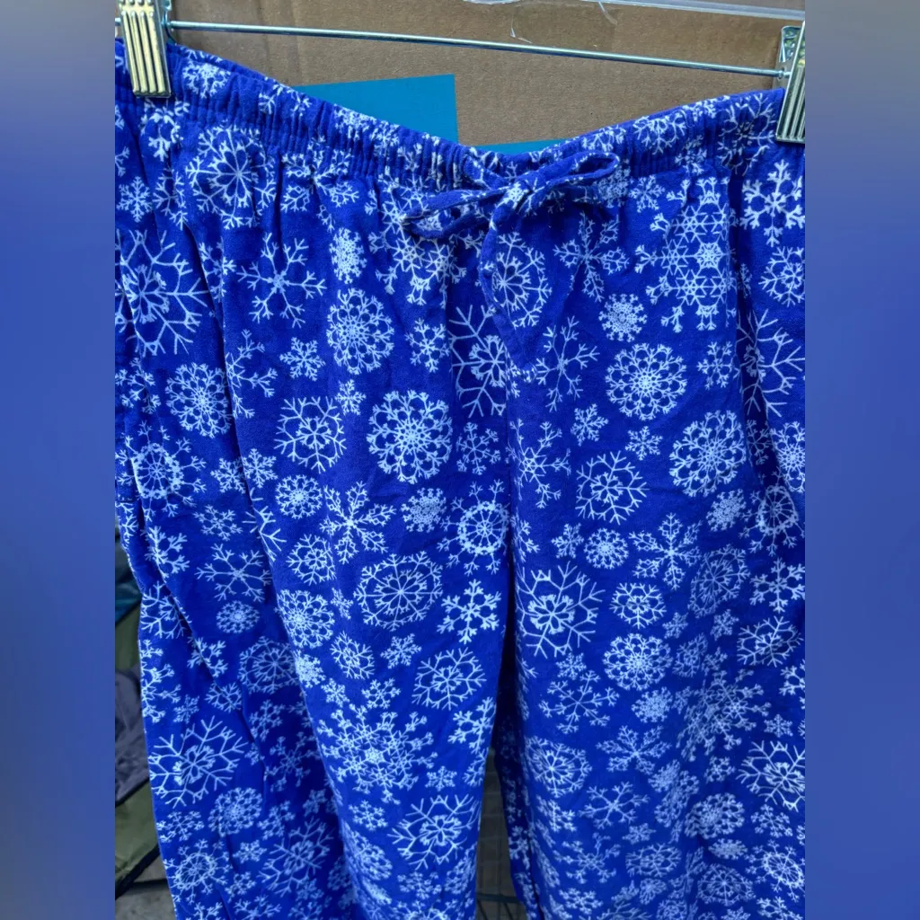 ADR Women ‘s Soft Warm Fleece Pajama Pants long Lounge Bottoms Royal Snowflake Blue Size M - Image 10