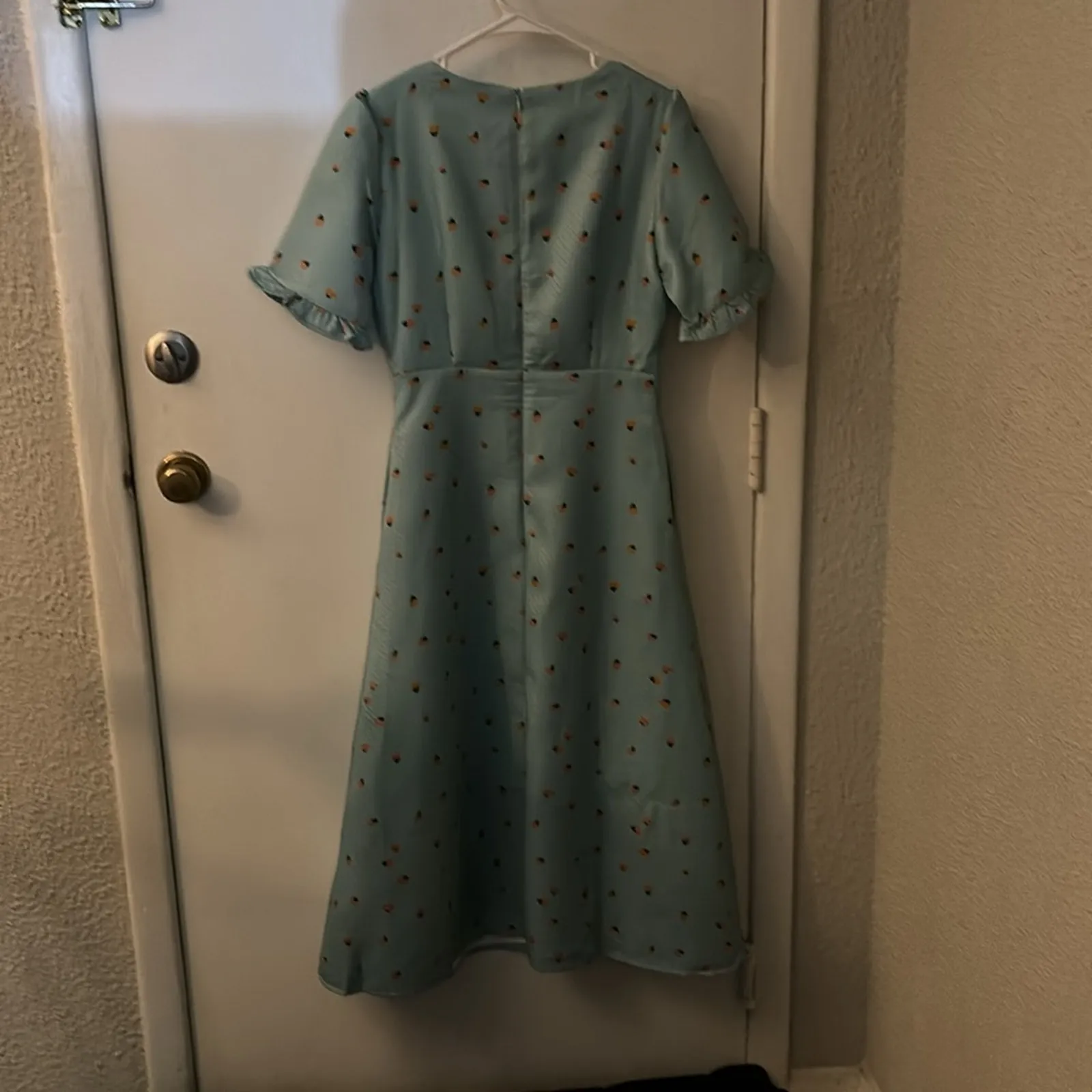 Petallush Green Pattern Day Dress Zip Up S 50s Inspired Tradwife NEW Retrogirl Orange - Image 4