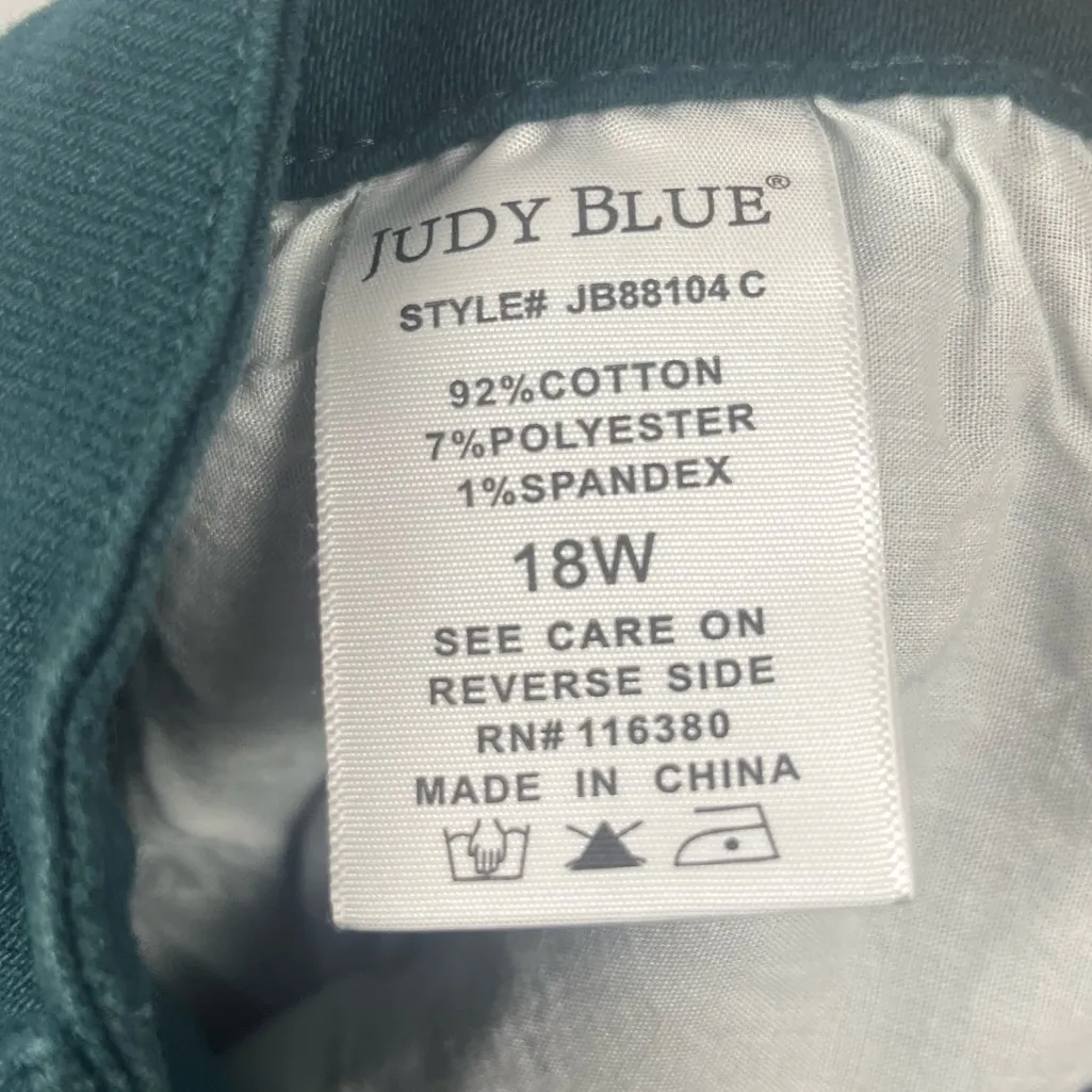 Judy Blue About Damn Time Button Fly Teal Wide Leg Crop Denim  size 18W - Image 7