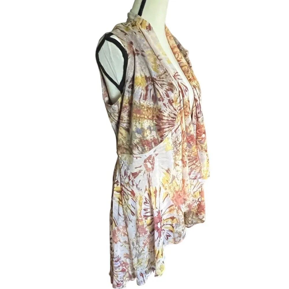Logo by Lori Goldstein sheer Cascade Flowy ruffled vest. Size L. - Image 4