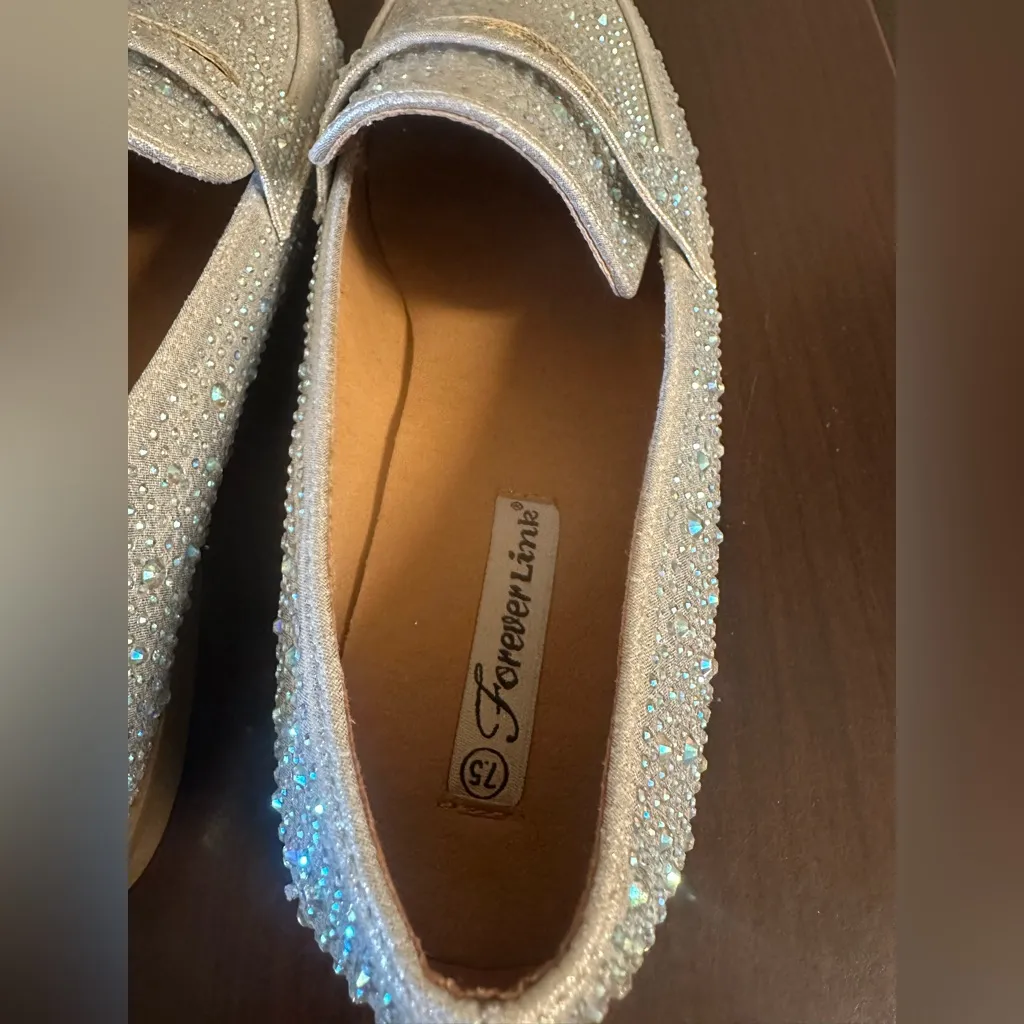 Forever Link Glittering Silver Loafers - Image 6