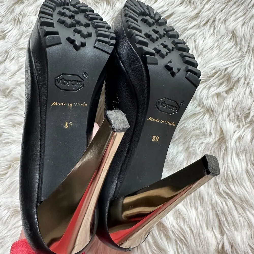 Max Mara Black Heels Silver Metallic Heel Women's 38 - Image 8