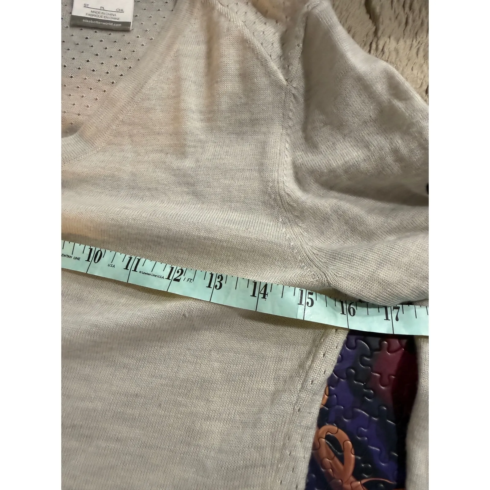 Vintage Nike Golf Women's Long Sleeve V Neck Merino Wool Blend Sweater Beige - Image 6