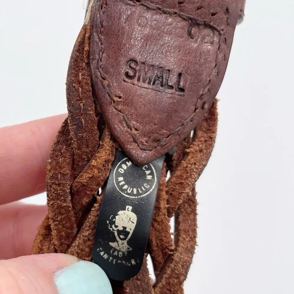 Vintage 80s 90s Rainbow Braided Leather Belt Size Small Lady Canterbury DR Brown - Image 8