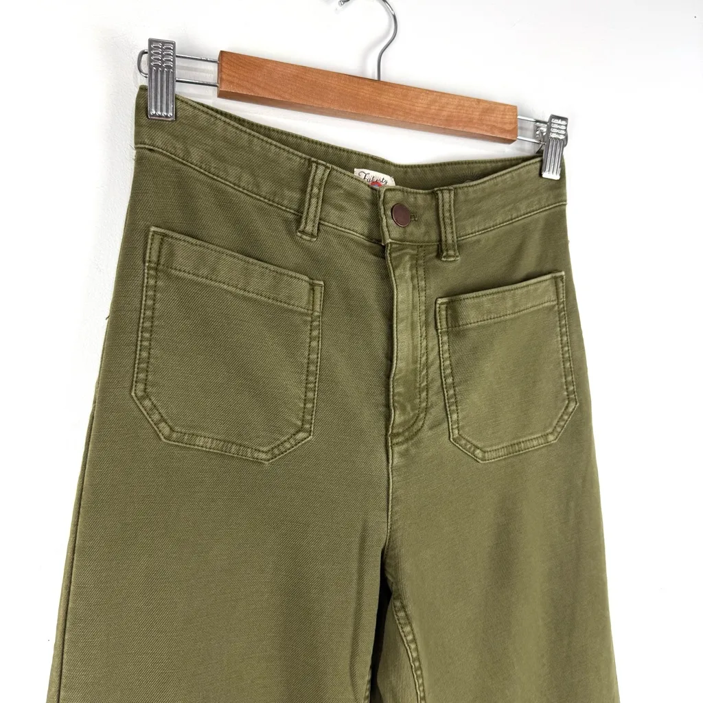 Faherty Stretch Terry Flare Pants Olive Green Sz 26 NWT - Image 4