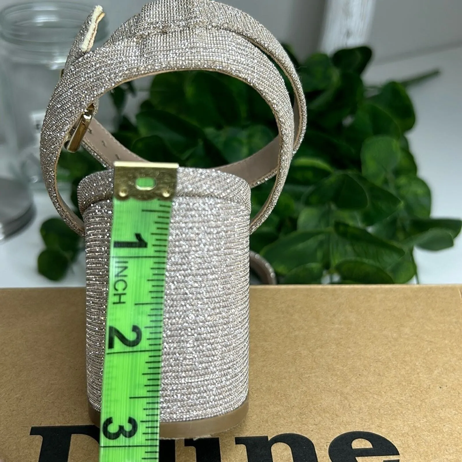 Dune London Glitter Sparkle Ankle Strap Block Heel‎ Sandals Party Shoes - Image 8