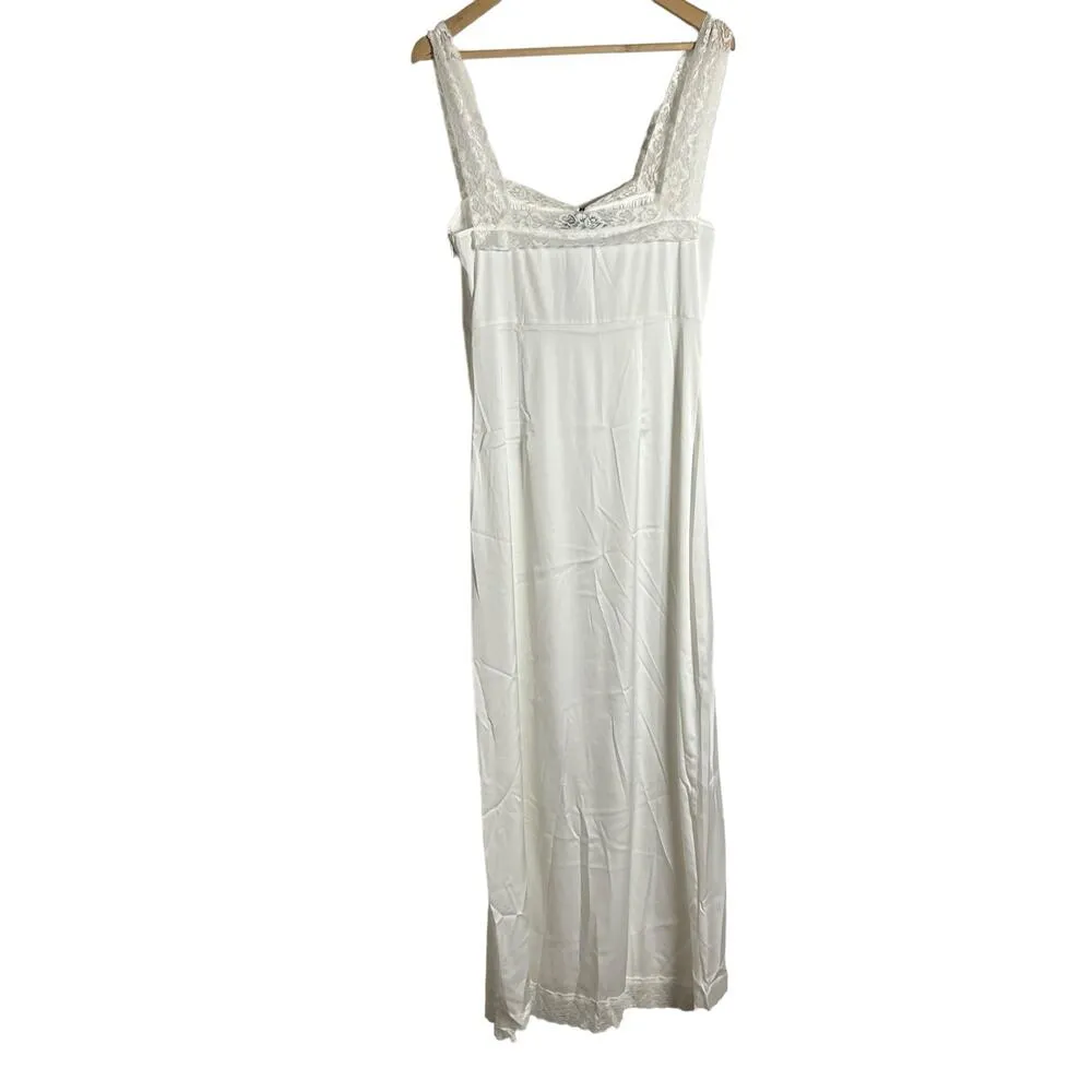 Lioness Vintage Ballerina Porcelain White Lace Trim Sleeveless Maxi Dress Size M - Image 9