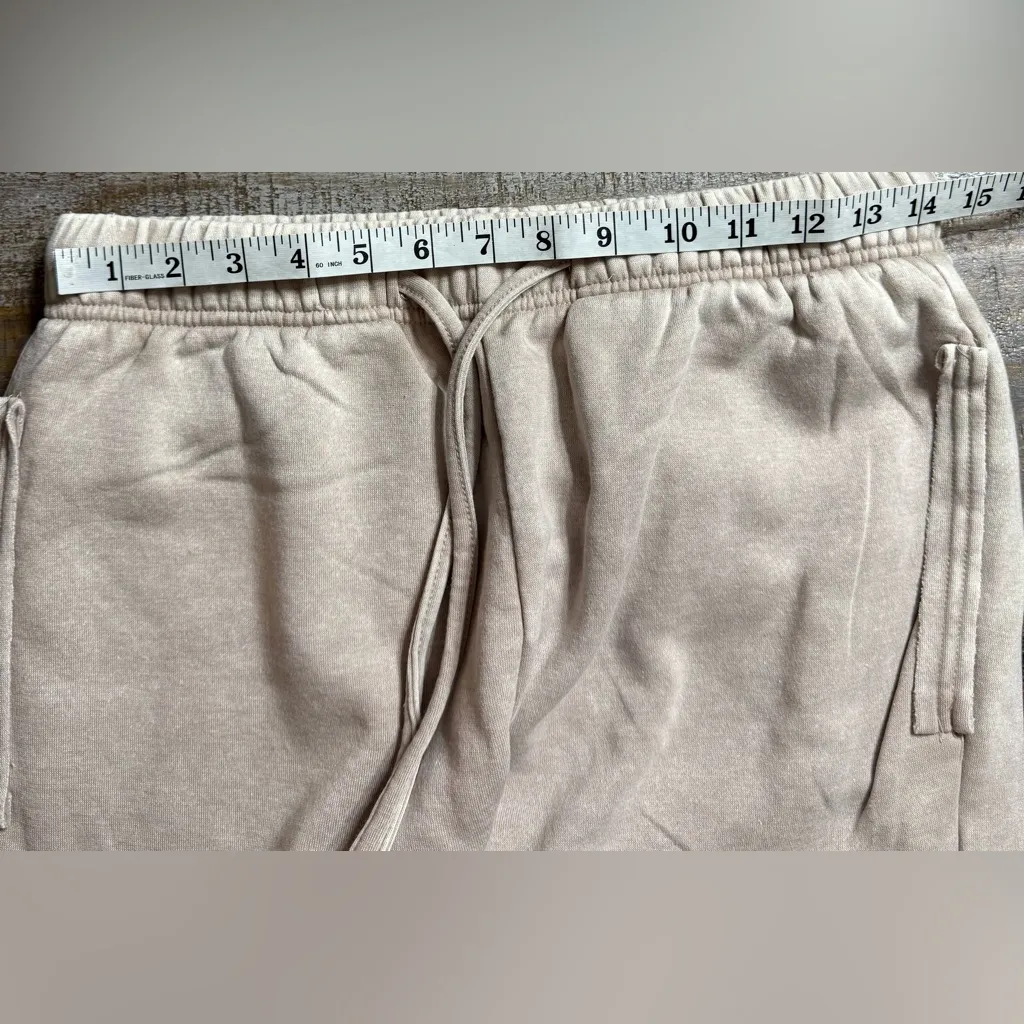 Zenana ash mocha fleece lined acid wash Jogger Pants Tan Size L - Image 6