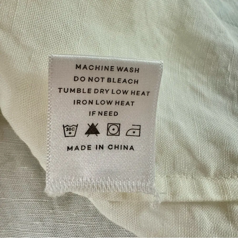 Cult Gaia Kittie Short Sleeve Tunic Top Linen Tencel Blend Off White Large L - Image 11