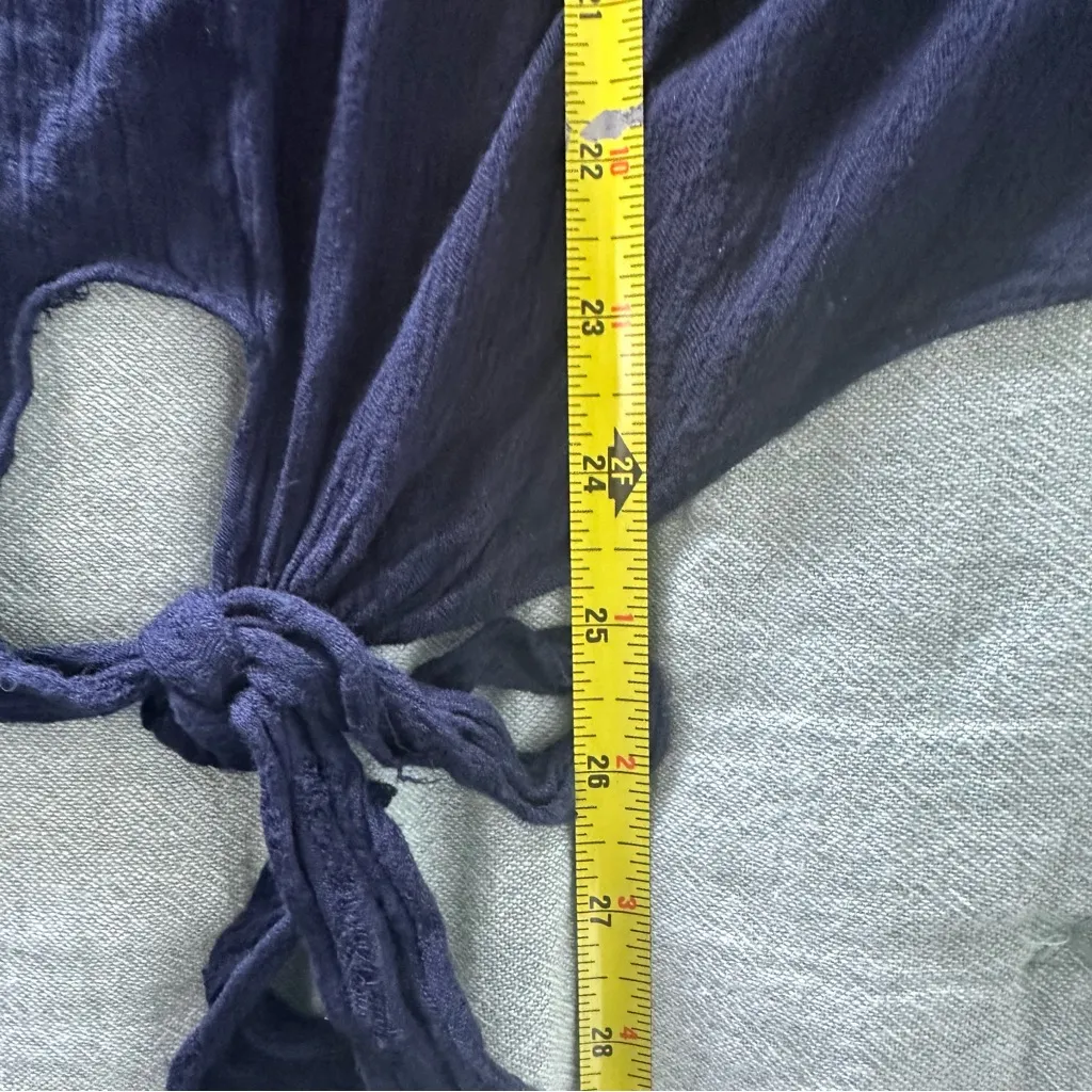 Free People Up And Away Embroidered Flowy Tie-Waist Blouse Size L - Image 7