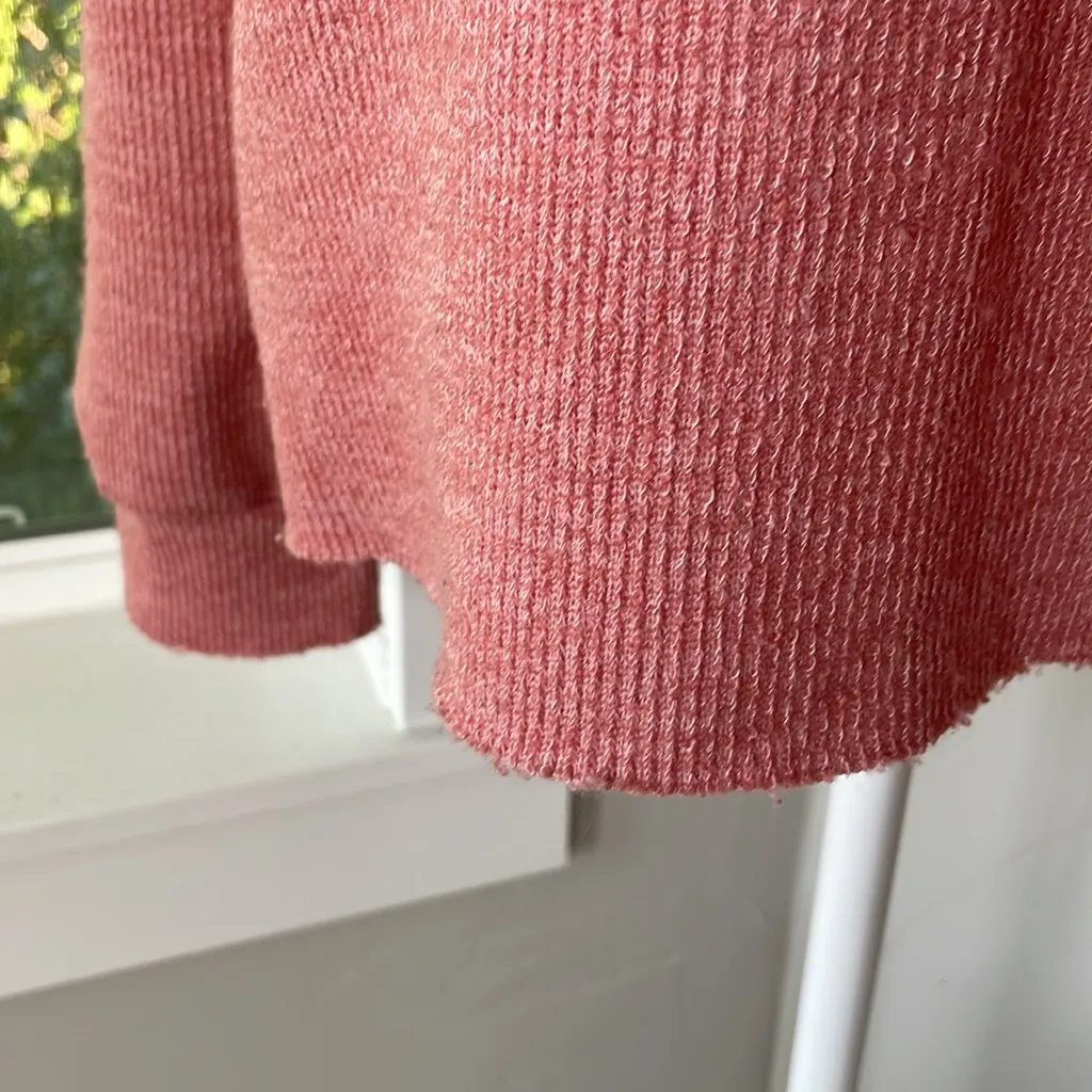 Shein Heather Pink Cropped Boxy Funnelneck Raw Hem Sweatshirt Size Large - Image 3