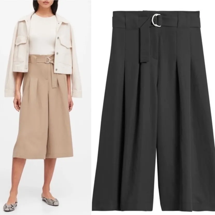 BR Banana Republic‎ Black High-Rise Belted Culottes size 18 2024 cotton modal - Image 11