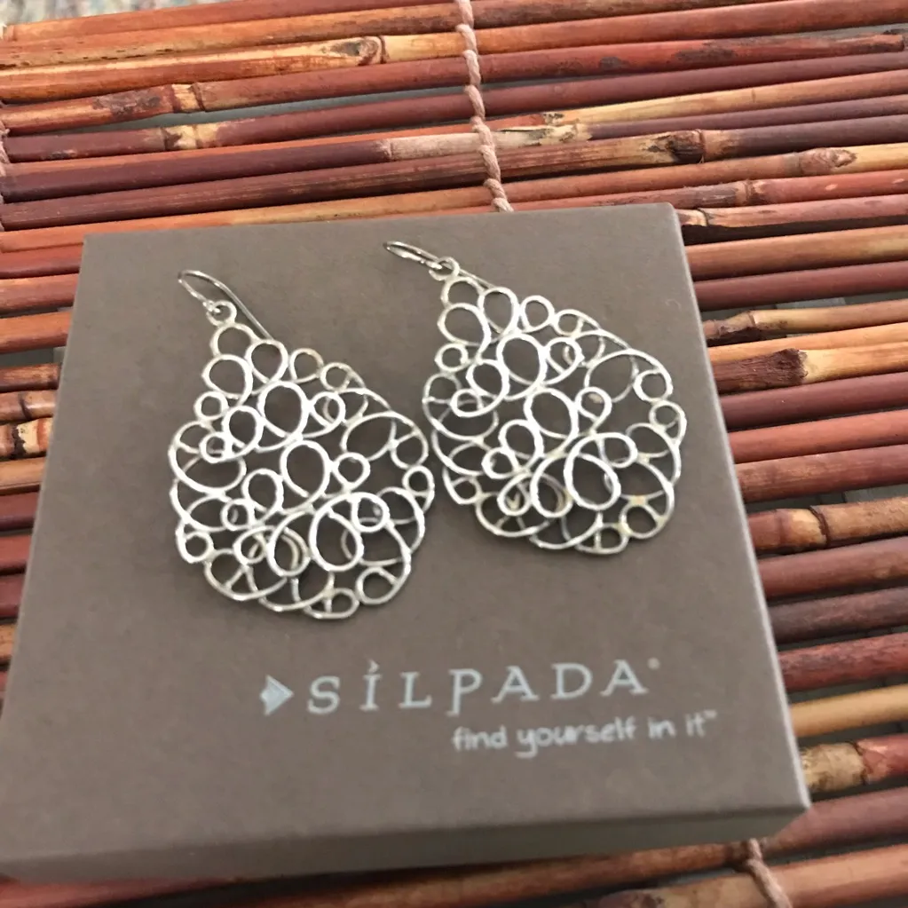 Silpada Sterling Silver Open Weave Large Dangle Earrings - Image 2